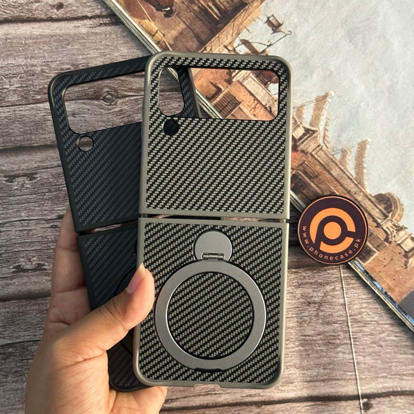 Samsung Galaxy Z Flip 3/Z Flip 4 - Platinum MagLuxe Magnetic Case with 360° Rotating Ring Stand