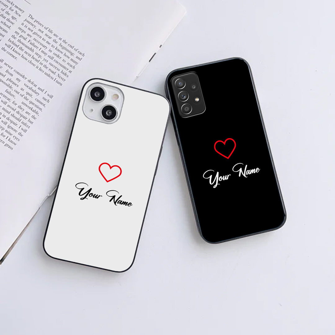 Own Name Cute Heart Metal Case For All Model