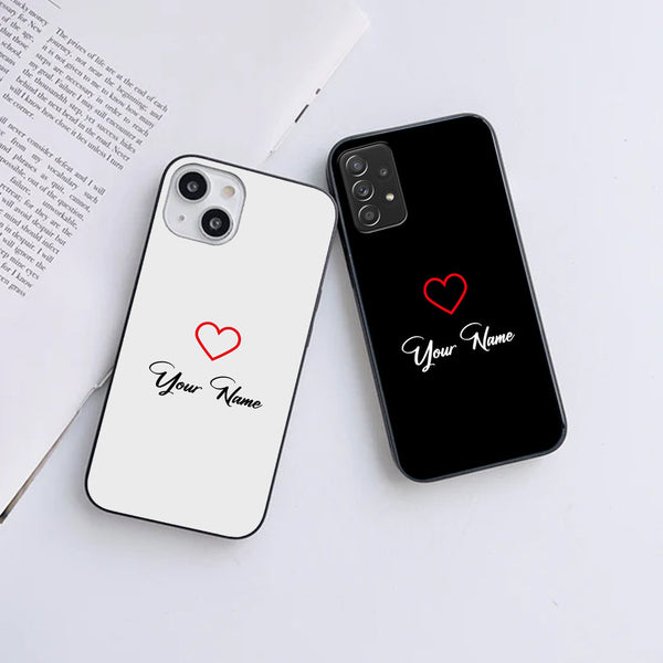 Own Name Cute Heart Metal Case For All Model