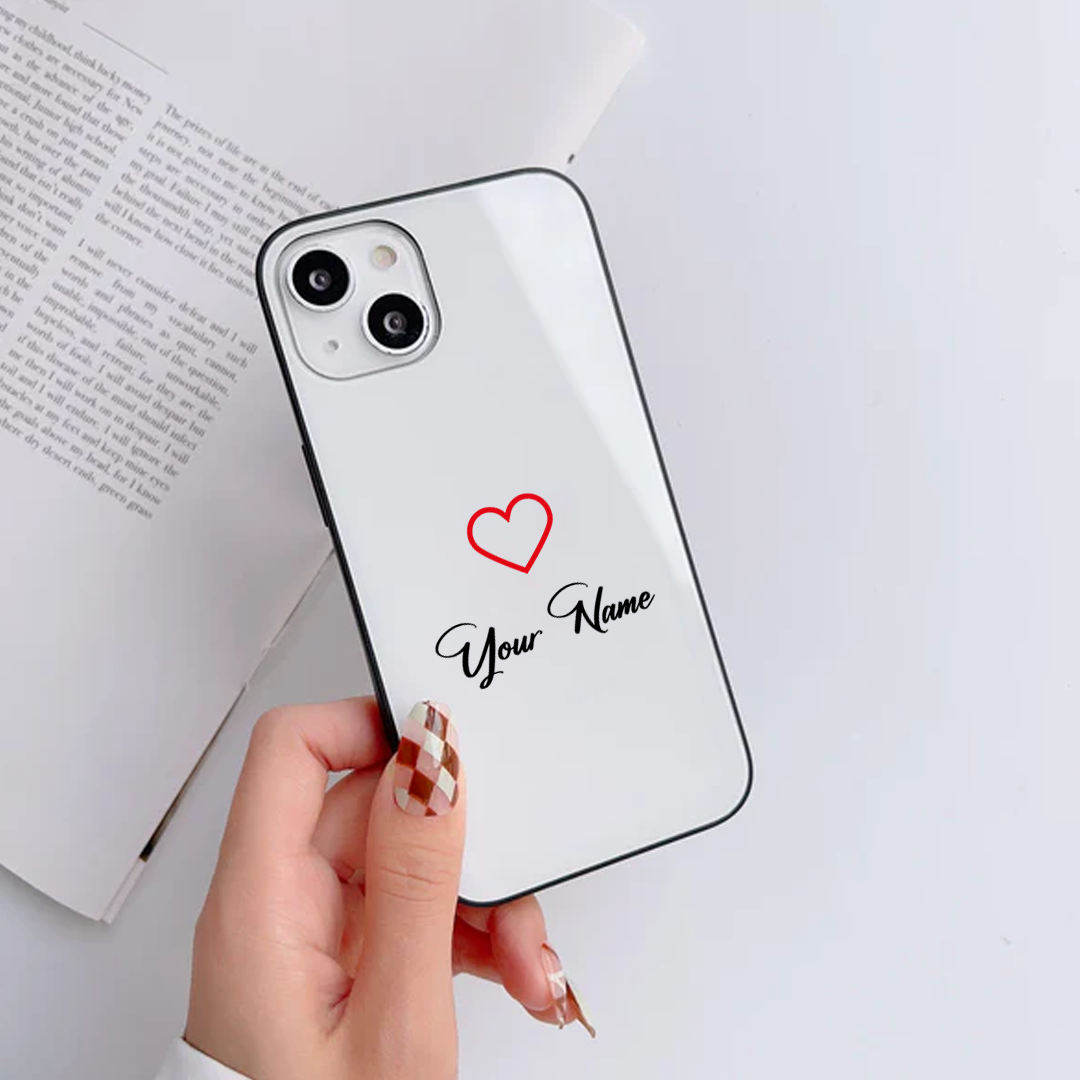 Own Name Cute Heart Metal Case For All Model