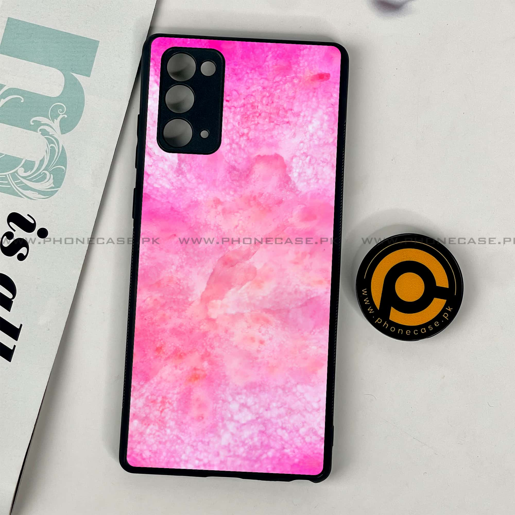 Samsung Galaxy Note 20 - Pink Marble 2.0 Series - Premium Printed Glass soft Bumper shock Proof Case