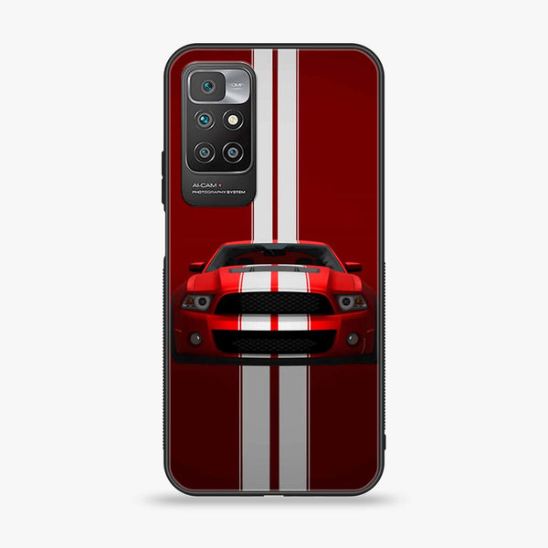 Xiaomi Redmi 10 - Red Mustang - Premium Printed Glass soft Bumper Shock Proof Case