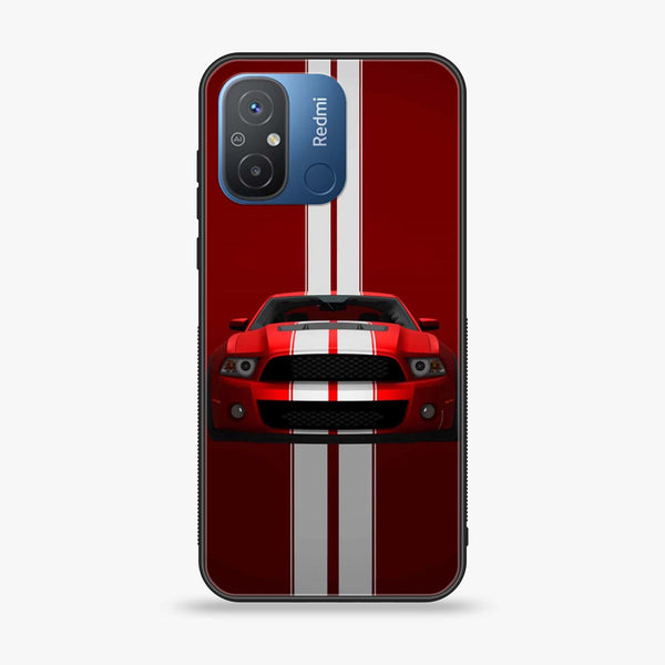 Xiaomi Redmi 12C - Red Mustang - Premium Printed Glass soft Bumper Shock Proof Case
