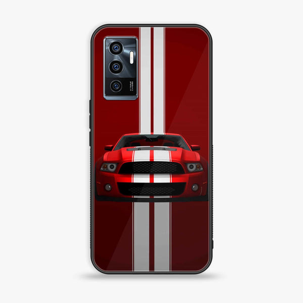 Vivo V23e - Red Mustang - Premium Printed Glass soft Bumper Shock Proof Case