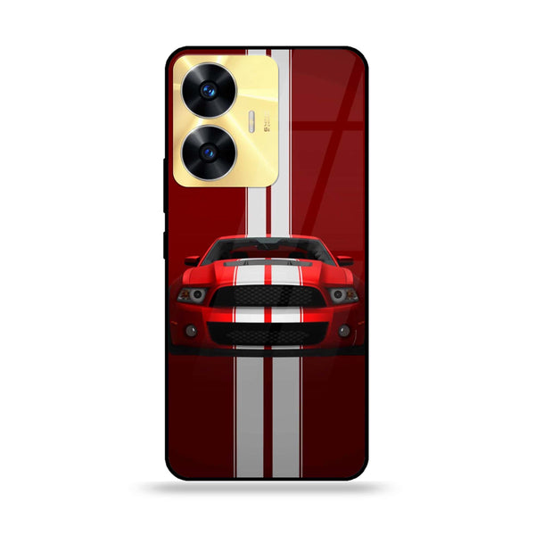 Realme C55 - Red Mustang - Premium Printed Glass soft Bumper Shock Proof Case