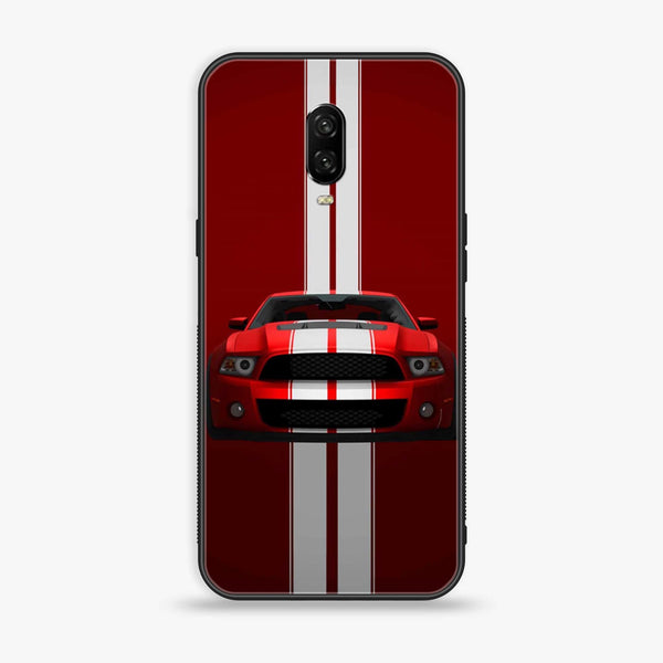 Oneplus 6T - Red Mustang - Premium Printed Glass soft Bumper Shock Proof Case