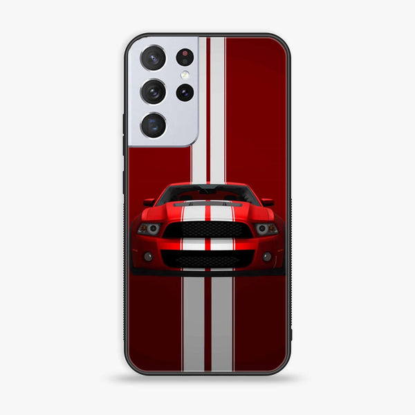 Galaxy S21 Ultra - Red Mustang - Premium Printed Glass soft Bumper Shock Proof Case