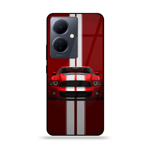 Vivo Y78 Plus 5G - Red Mustang - Premium Printed Glass soft Bumper Shock Proof Case