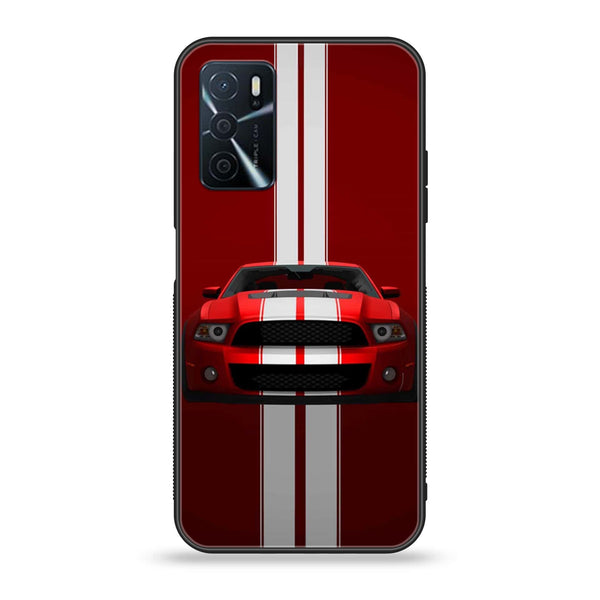OPPO A16 - Red Mustang - Premium Printed Glass soft Bumper Shock Proof Case