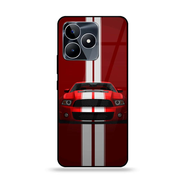 Realme C51 - Red Mustang - Premium Printed Glass soft Bumper Shock Proof Case