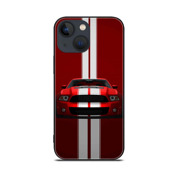 iPhone 14 - Red Mustang - Premium Printed Glass soft Bumper shock Proof Case