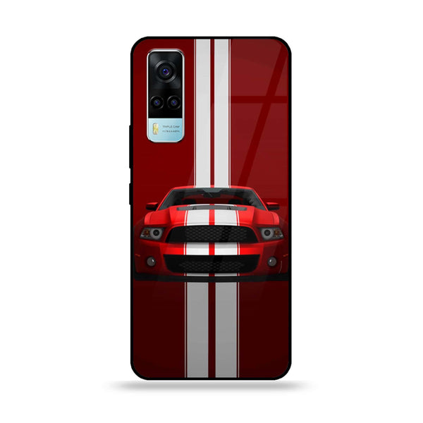 Vivo Y53s 4G - Red Mustang - Premium Printed Glass soft Bumper Shock Proof Case
