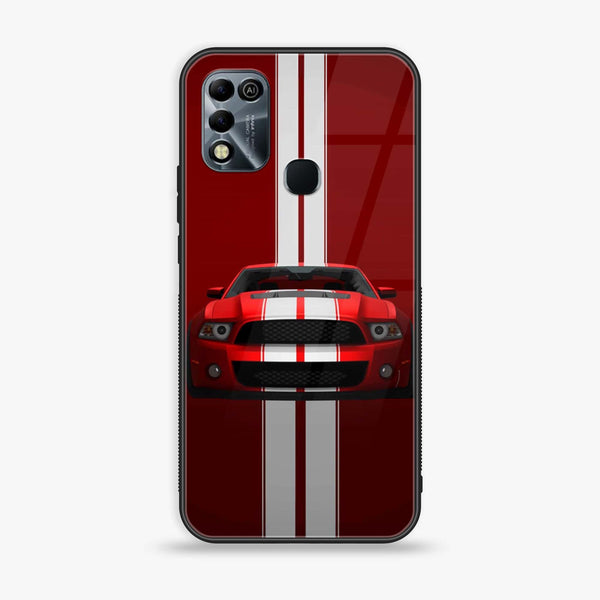 Infinix Hot 11 Play - Red Mustang - Premium Printed Glass soft Bumper Shock Proof Case