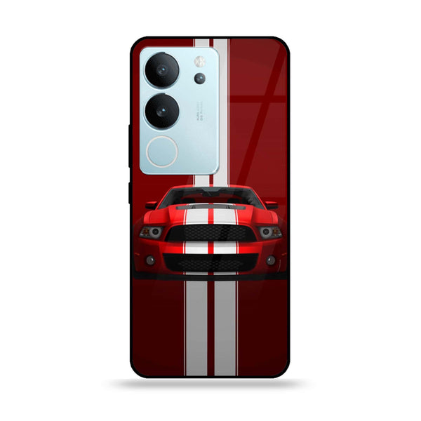 Vivo V29 - Red Mustang - Premium Printed Glass soft Bumper Shock Proof Case