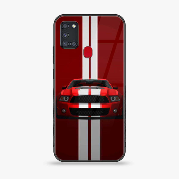 Samsung Galaxy A21s - Red Mustang - Premium Printed Glass soft Bumper Shock Proof Case