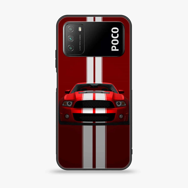 Xiaomi Poco M3 - Red Mustang - Premium Printed Glass soft Bumper Shock Proof Case
