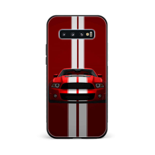 Galaxy S10 Plus - Red Mustang - Premium Printed Glass soft Bumper Shock Proof Case