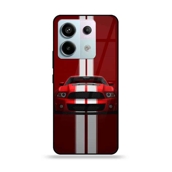 Redmi Note 13 Pro 4G - Red Mustang - Premium Printed Glass soft Bumper Shock Proof Case