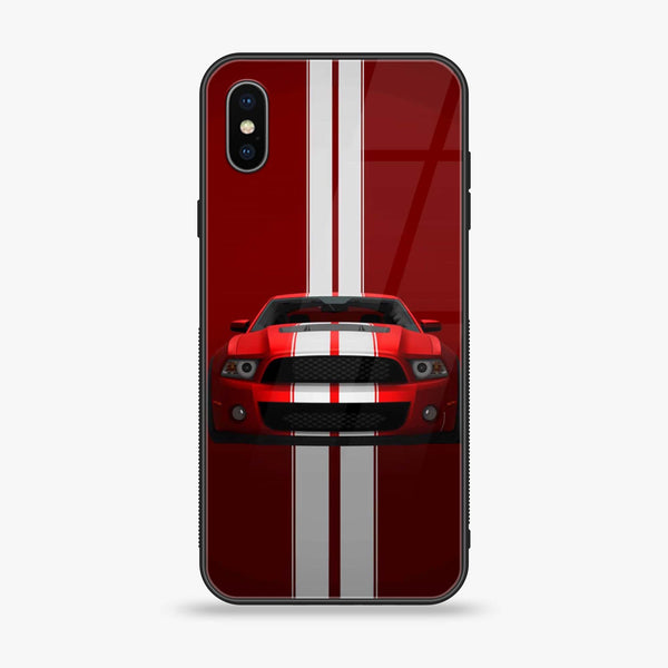 iPhone XS Max - Red Mustang - Premium Printed Glass soft Bumper shock Proof Case