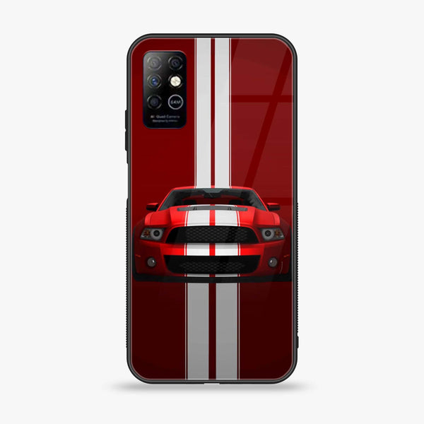 Infinix Note 8 - Red Mustang - Premium Printed Glass soft Bumper Shock Proof Case
