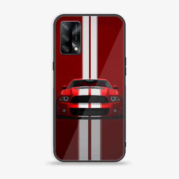 Oppo A74 - Red Mustang - Premium Printed Glass soft Bumper Shock Proof Case