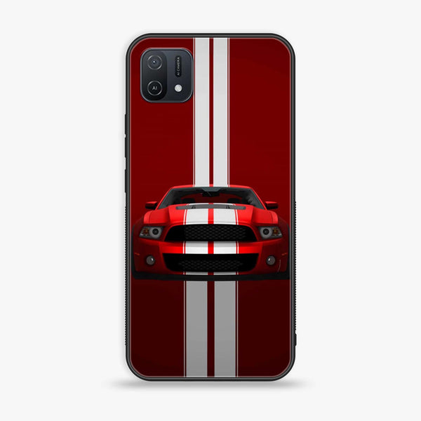 OPPO A16e - Red Mustang - Premium Printed Glass soft Bumper Shock Proof Case