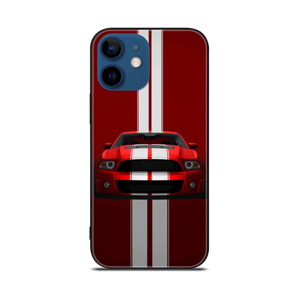 iPhone 12 - Red Mustang - Premium Printed Glass soft Bumper shock Proof Case