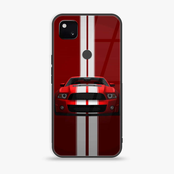 Google Pixel 4A - Red Mustang - Premium Printed Glass soft Bumper shock Proof Case