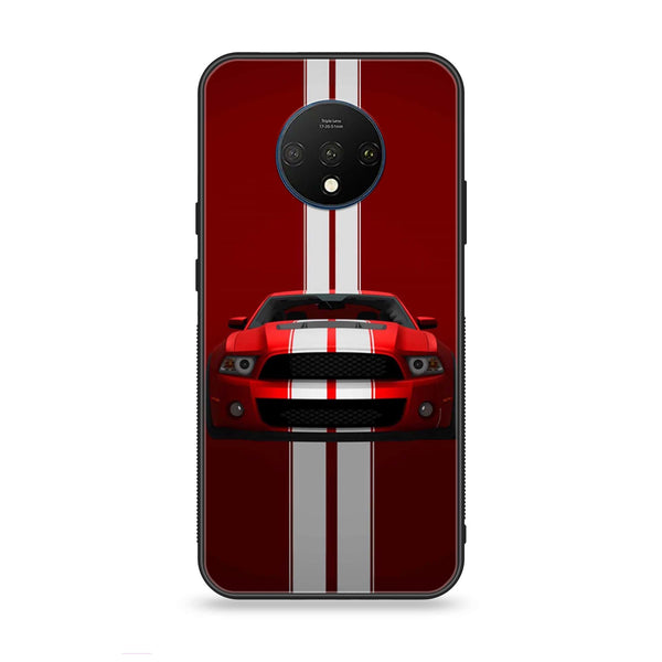 OnePlus 7T - Red Mustang - Premium Printed Glass soft Bumper Shock Proof Case