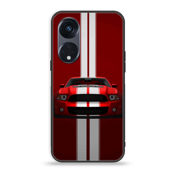 OPPO Reno 8T 5G - Red Mustang - Premium Printed Glass soft Bumper Shock Proof Case