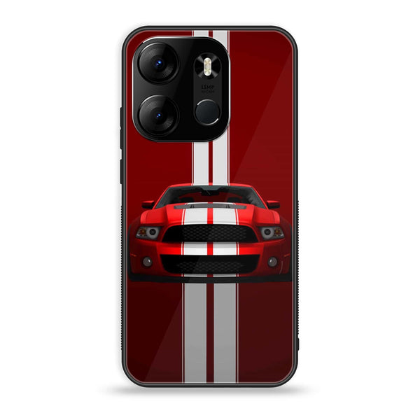 Tecno Spark Go 2023 - Red Mustang - Premium Printed Glass soft Bumper Shock Proof Case