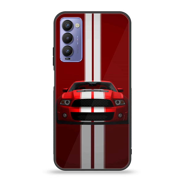 Tecno Camon 18 - Muscle Racing Car - Premium Printed Glass soft Bumper Shock Proof Case