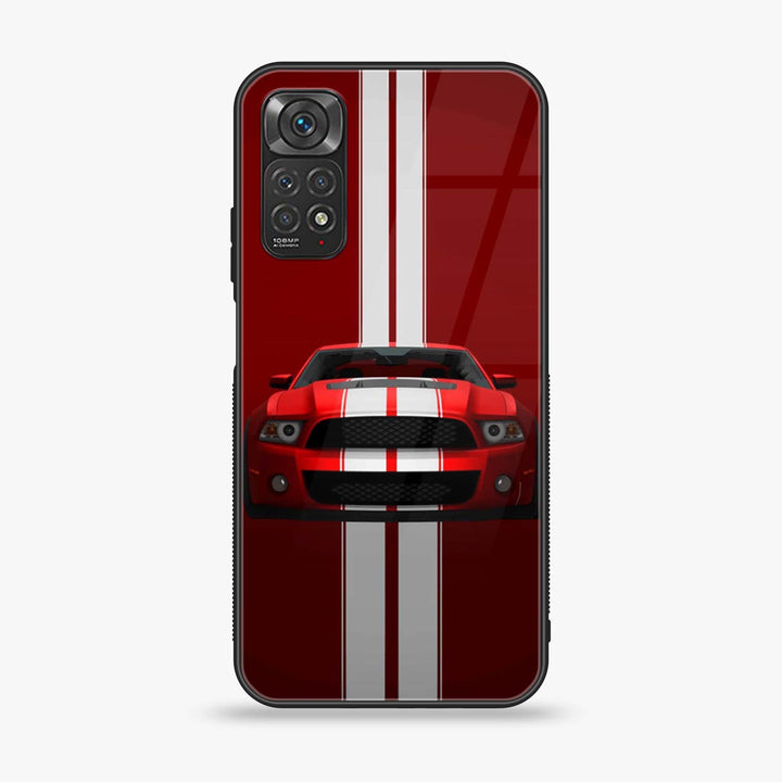 Xiaomi Redmi Note 11 4G/Note 11s - Red Mustang - Premium Printed Glass soft Bumper Shock Proof Case CS-14286