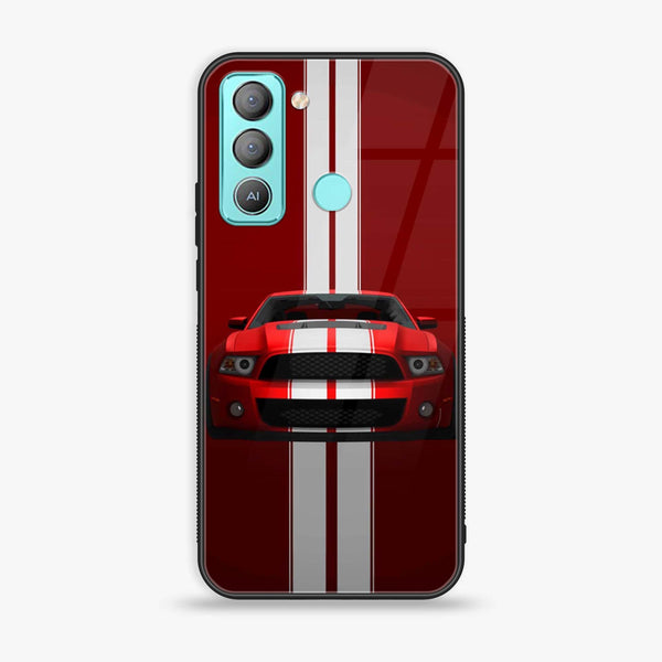 Tecno POP 5 LTE - Red Mustang - Premium Printed Glass soft Bumper Shock Proof Case