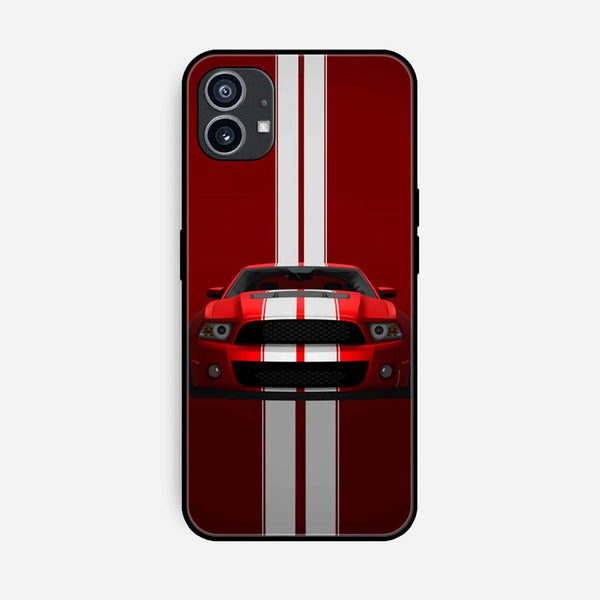 Nothing Phone (1) - Red Mustang - Premium Printed Glass soft Bumper Shock Proof Case