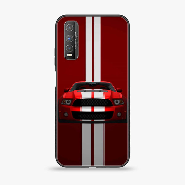 Vivo Y51s - Red Mustang - Premium Printed Glass soft Bumper Shock Proof Case