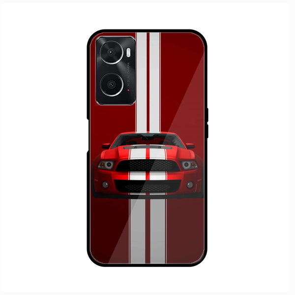 Oppo A36 - Red Mustang - Premium Printed Glass soft Bumper Shock Proof Case