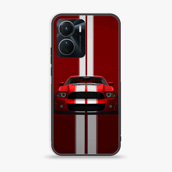 Vivo Y16 - Red Mustang - Premium Printed Glass soft Bumper Shock Proof Case