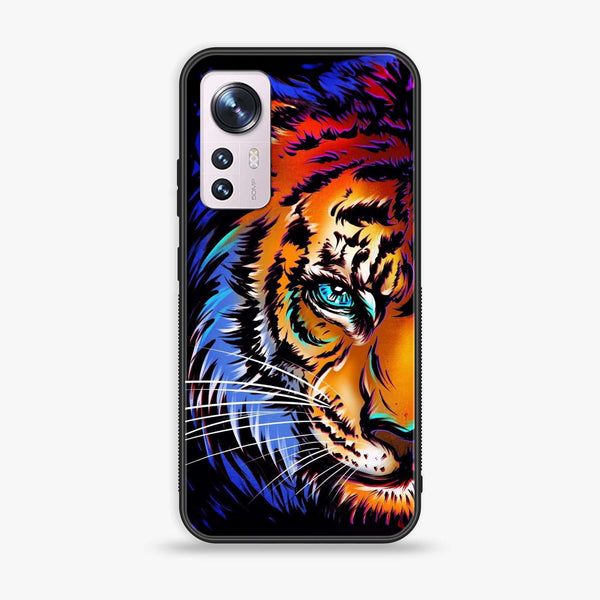 Xiaomi 12 - Tiger Art - Premium Printed Glass soft Bumper Shock Proof Case