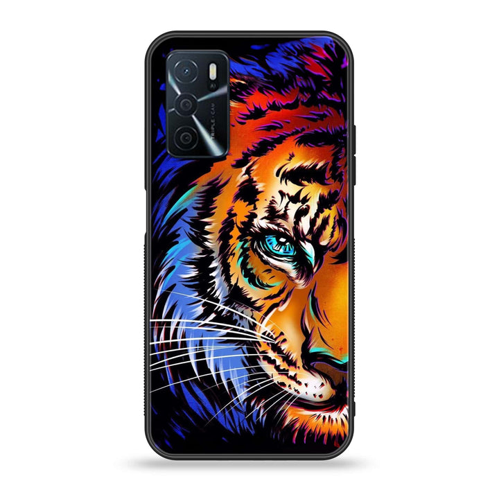 OPPO A16 - Tiger Art - Premium Printed Glass soft Bumper Shock Proof Case