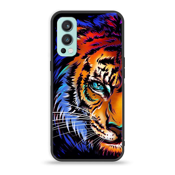 OnePlus Nord 2 5G - Tiger Art - Premium Printed Glass soft Bumper Shock Proof Case