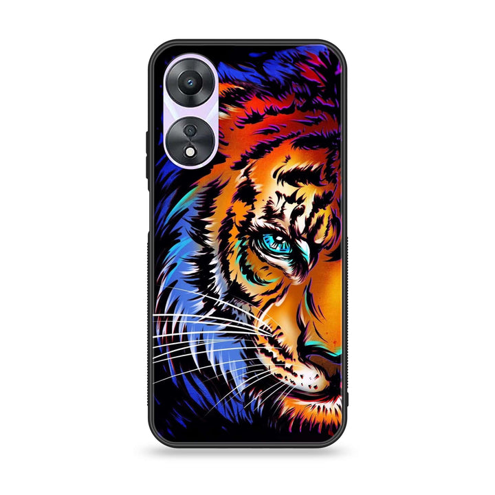 Oppo A58 - Tiger Art - Premium Printed Glass soft Bumper Shock Proof Case