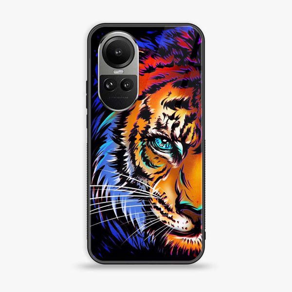 Oppo Reno10 Pro - Tiger Art - Premium Printed Glass soft Bumper Shock Proof Case