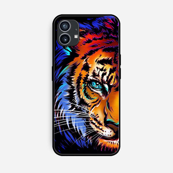 Nothing Phone (1) - Tiger Art - Premium Printed Glass soft Bumper Shock Proof Case