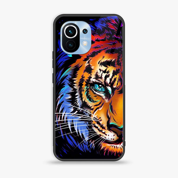 Xiaomi 11 Lite 5G NE - Tiger Art - Premium Printed Glass soft Bumper Shock Proof Case