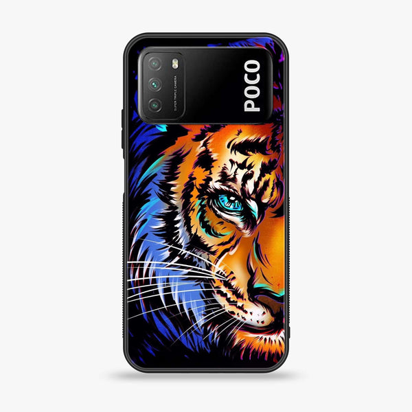 Xiaomi Poco M3 - Tiger Art - Premium Printed Glass soft Bumper Shock Proof Case