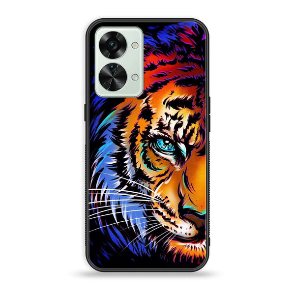 OnePlus Nord 2T 5G - Tiger Art - Premium Metal Printed soft Bumper Shock Proof Case