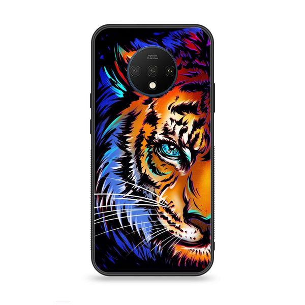 OnePlus 7T - Tiger Art - Premium Metal Printed soft Bumper Shock Proof Case CS-10720