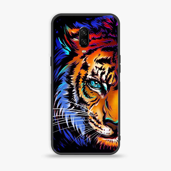 Oneplus 6T - Tiger Art - Premium Metal Printed soft Bumper Shock Proof Case CS-11368
