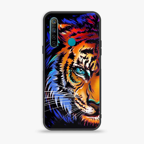 Realme 5s - Tiger Art - Premium Printed Glass soft Bumper Shock Proof Case